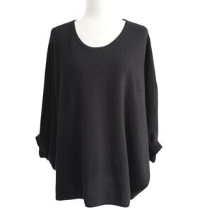 Garnet Hill 100% Cashmere Oversized Sweater Women's Medium Black Batwing Sleeve